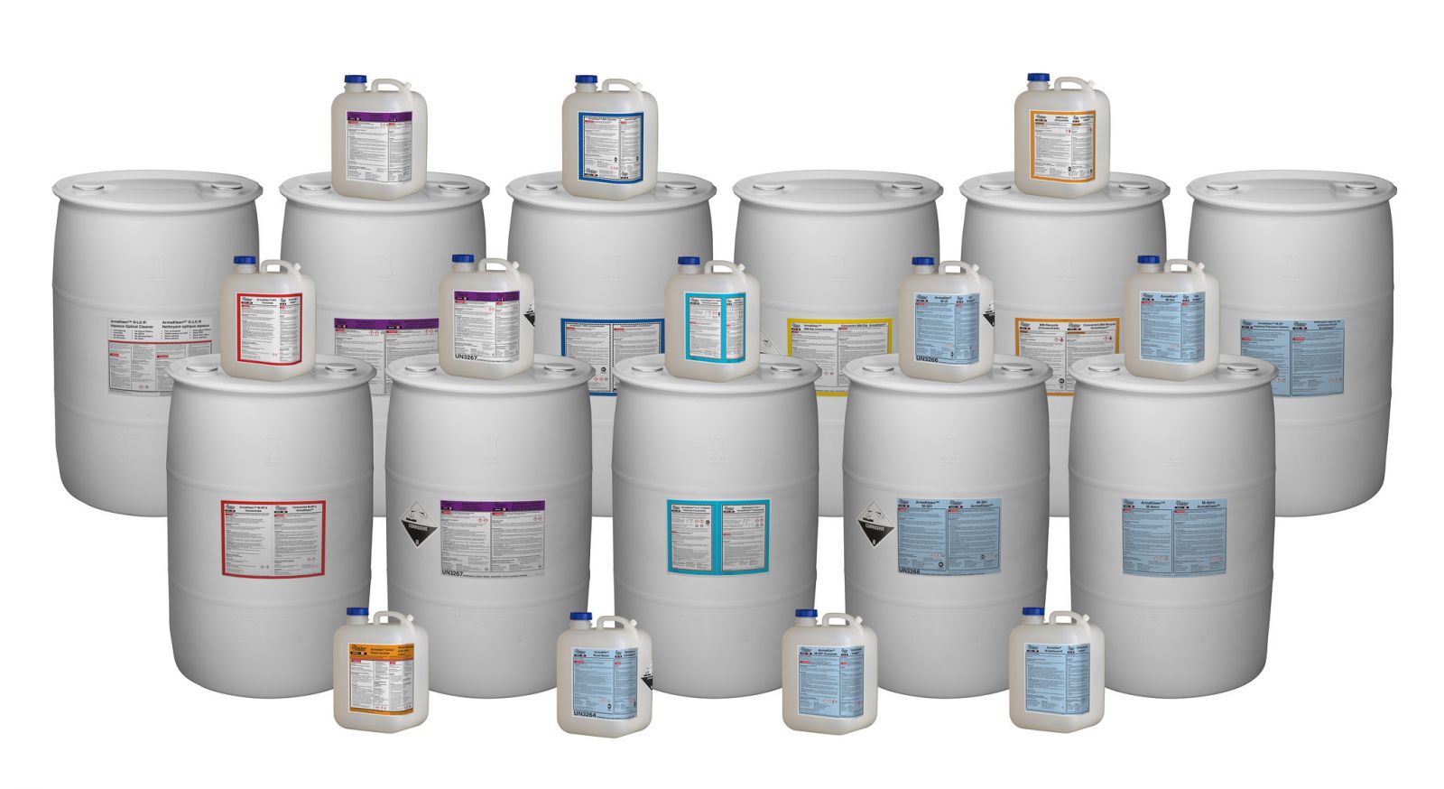 ArmaKleen aqueous cleaners in 55 gallon drums. Most of ArmaKleen’s aqueous cleaners meet all applicable VOC laws and many contain absolutely no VOCs. 